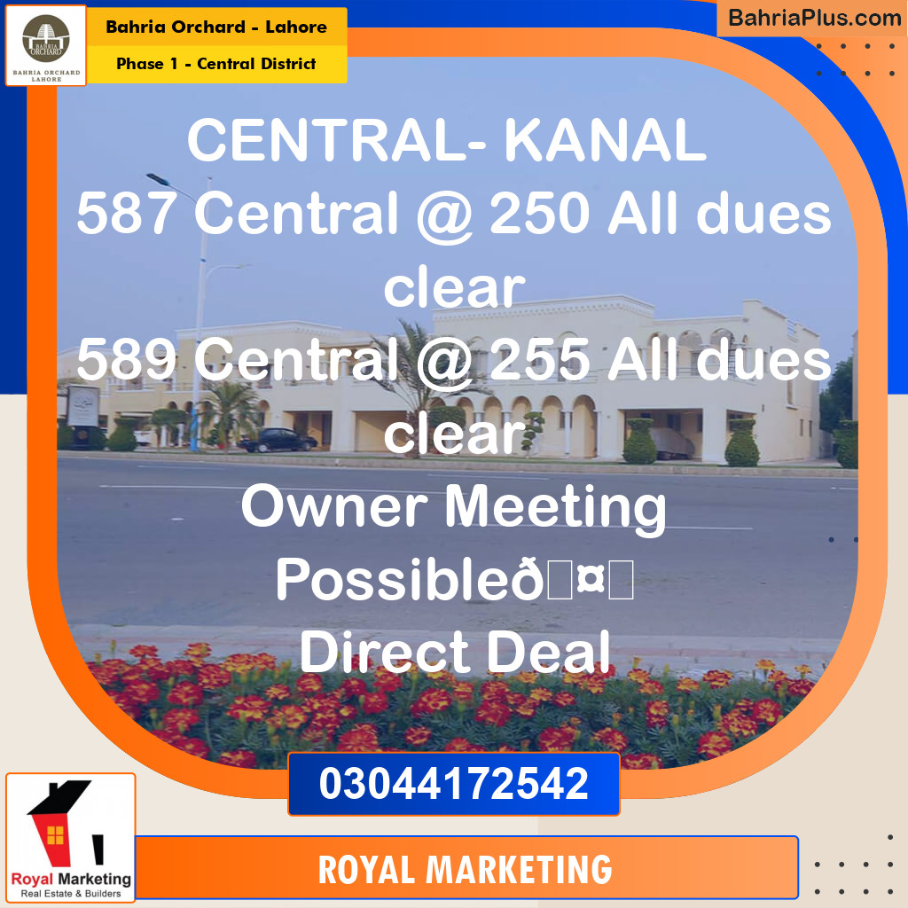 Residential Plot for Sale in Phase 1 - Central District -  Bahria Orchard, Lahore - (BP-168675)