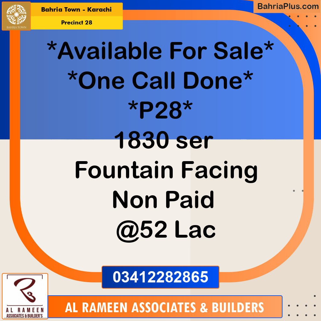 125 Sq. Yards Residential Plot for Sale in Precinct 28 -  Bahria Town, Karachi - (BP-168676)