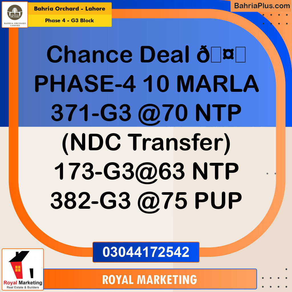 Residential Plot for Sale in Phase 4 - G3 Block -  Bahria Orchard, Lahore - (BP-168687)