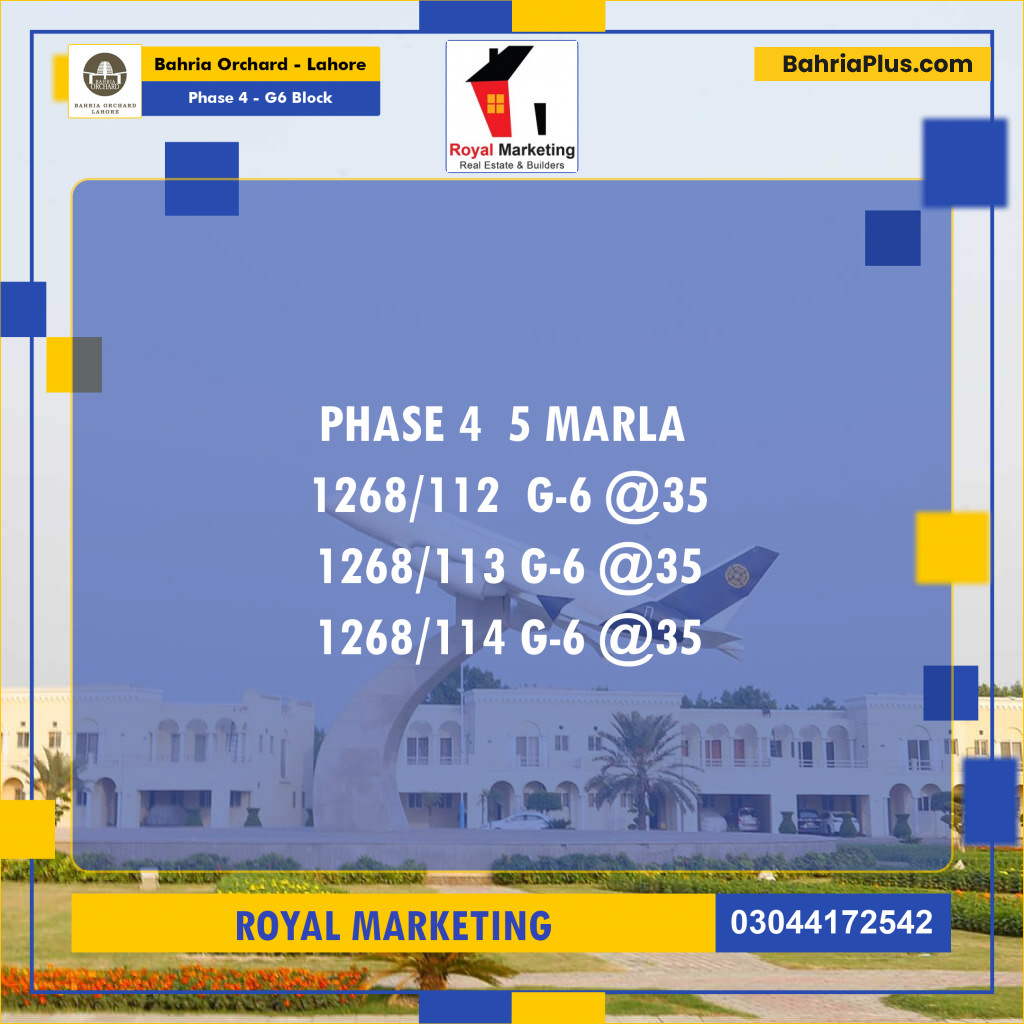 Residential Plot for Sale in Phase 4 - G6 Block -  Bahria Orchard, Lahore - (BP-168696)