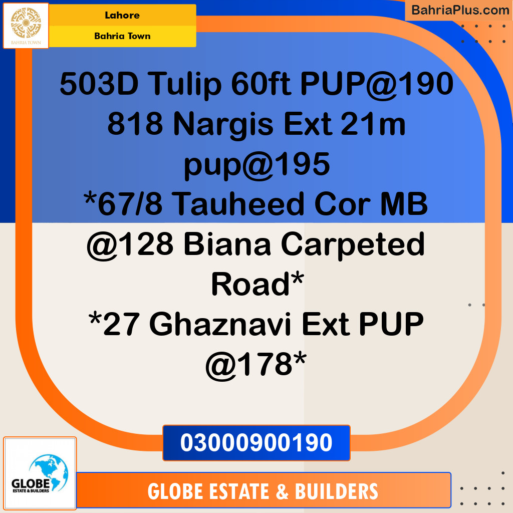 Residential Plot for Sale in Sector C - Tulip Block -  Bahria Town, Lahore - (BP-168702)