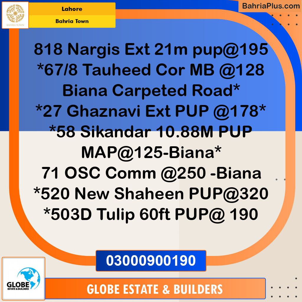 Residential Plot for Sale in Sector C - Nargis/Hussain Ext. -  Bahria Town, Lahore - (BP-168703)