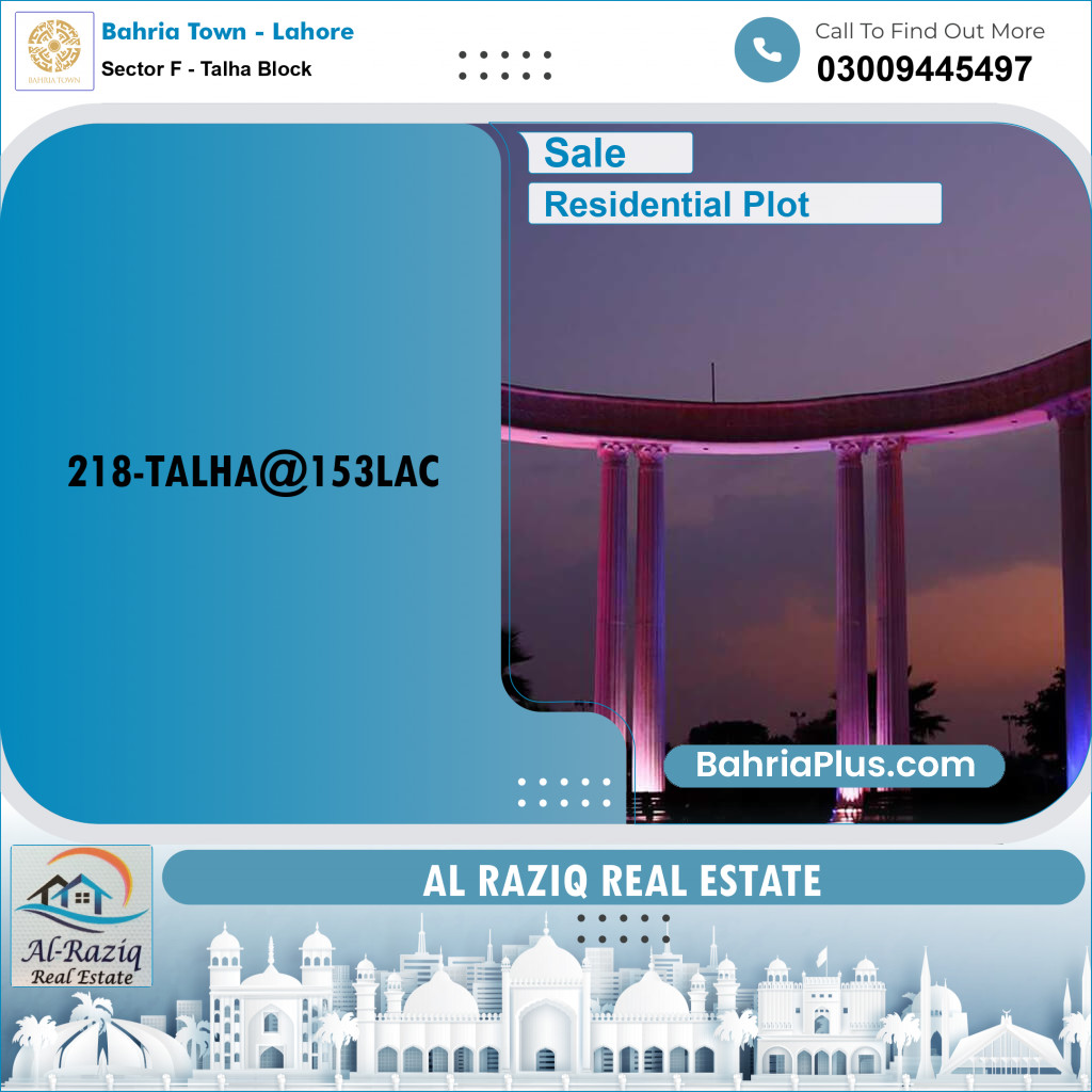 Residential Plot for Sale in Sector F - Talha Block -  Bahria Town, Lahore - (BP-168710)