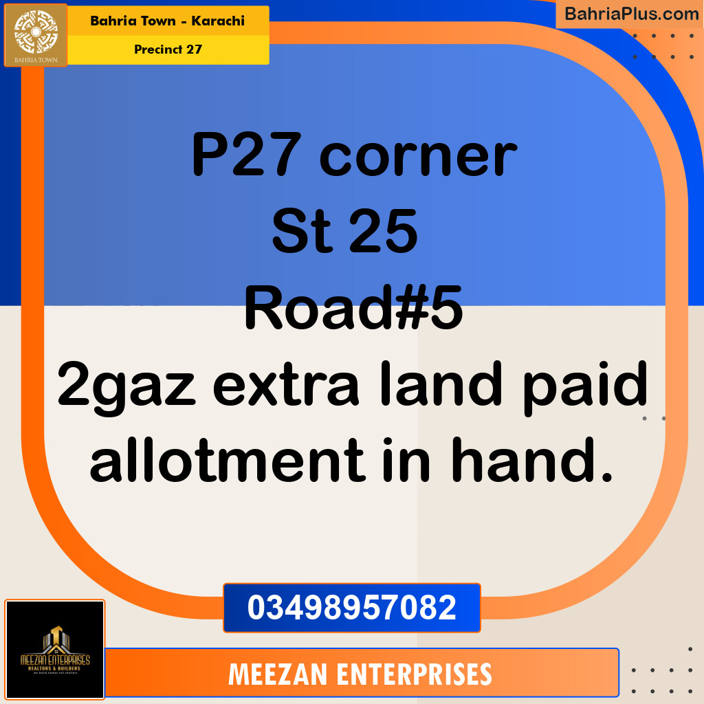 Residential Plot for Sale in Precinct 27 -  Bahria Town, Karachi - (BP-168711)