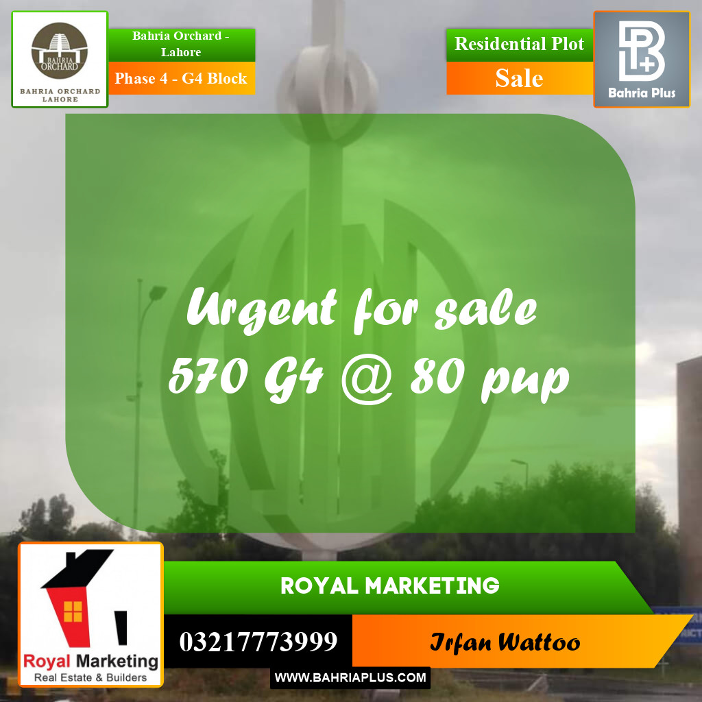 Residential Plot for Sale in Phase 4 - G4 Block -  Bahria Orchard, Lahore - (BP-168727)