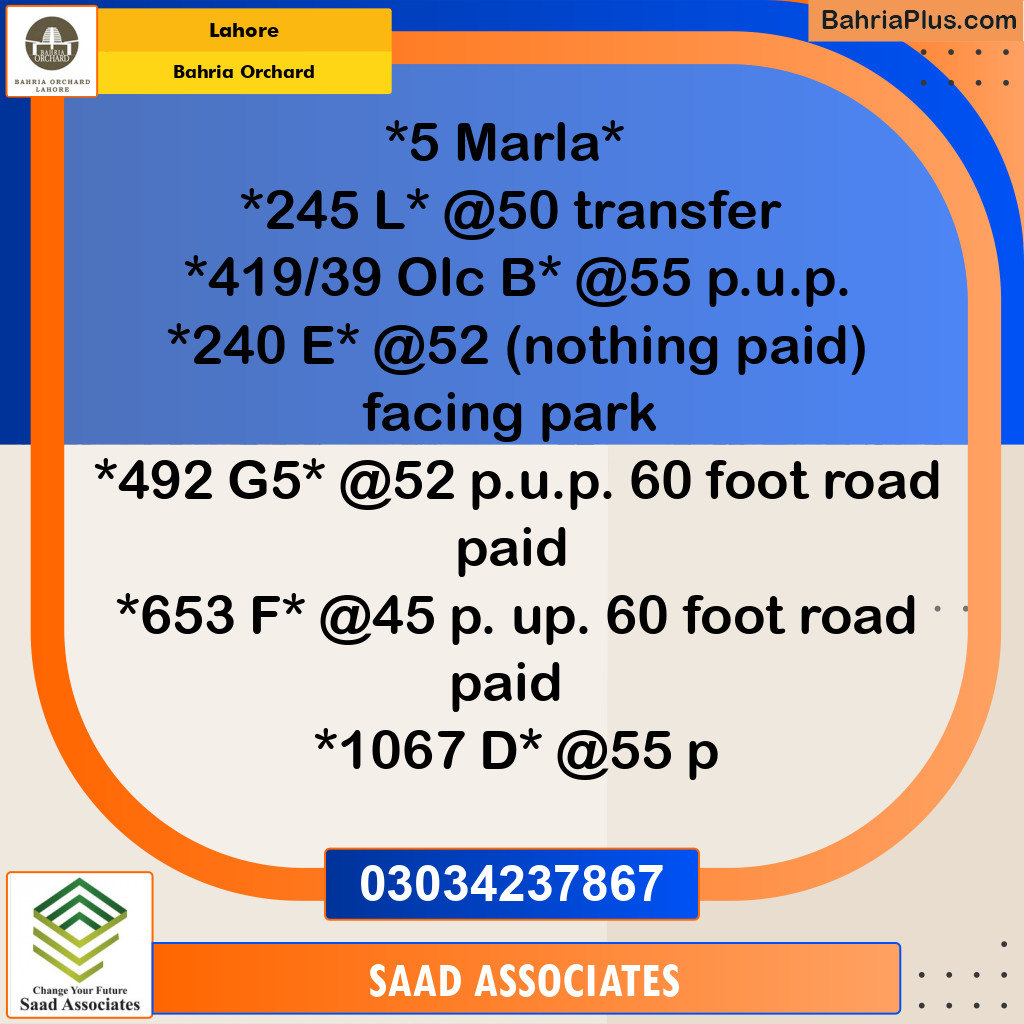 Residential Plot for Sale in Phase 2 - L Block -  Bahria Orchard, Lahore - (BP-168731)