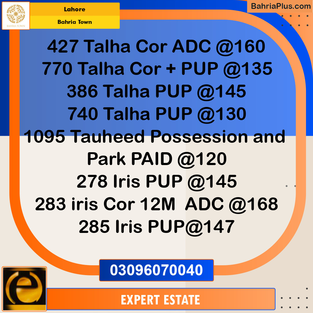 Residential Plot for Sale in Sector F - Talha Commercial -  Bahria Town, Lahore - (BP-168784)
