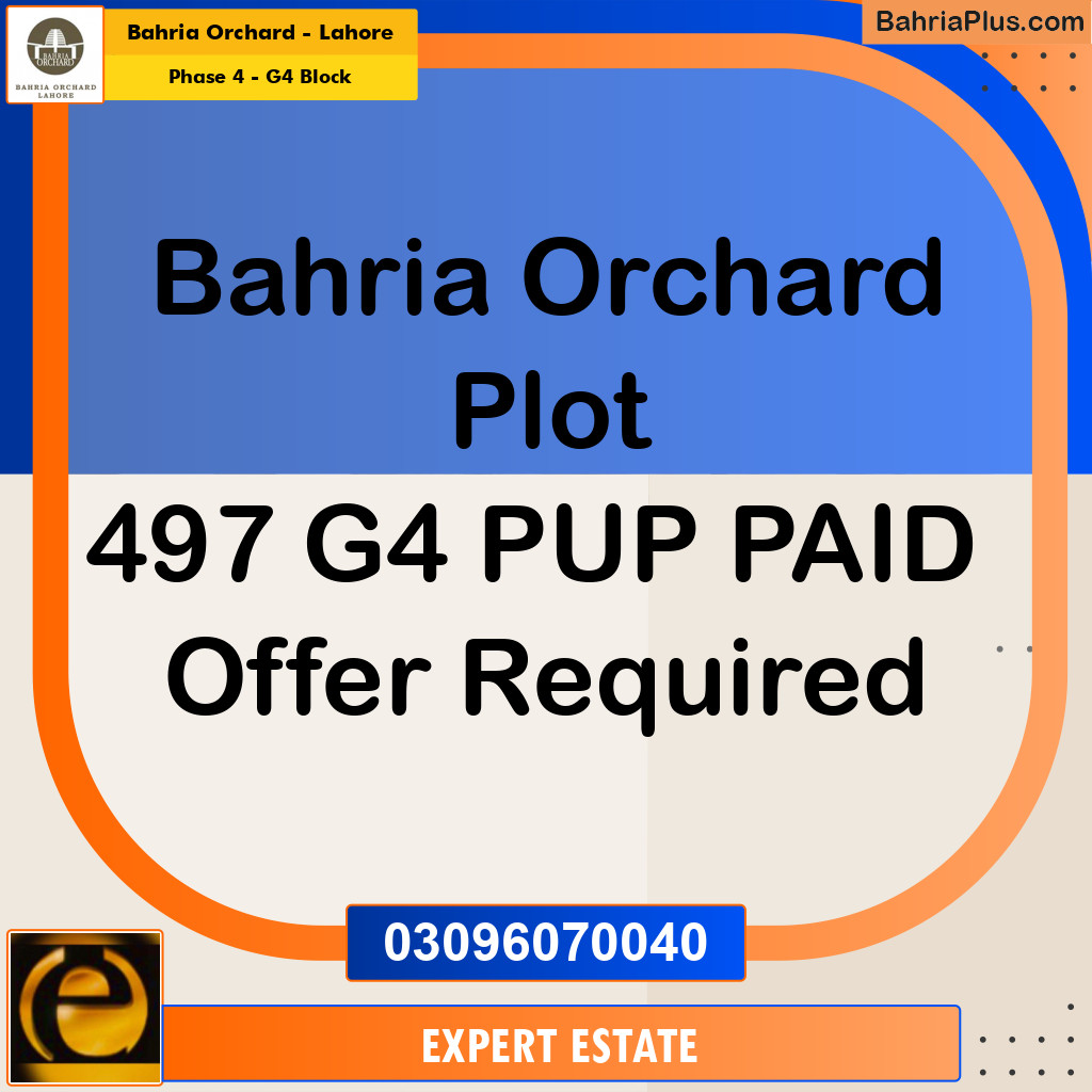 Residential Plot for Sale in Phase 4 - G4 Block -  Bahria Orchard, Lahore - (BP-168792)