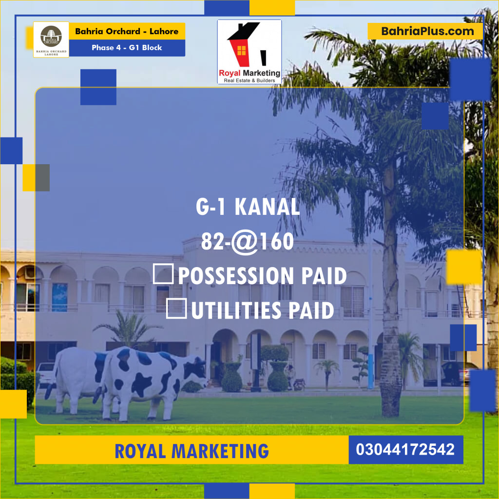 Residential Plot for Sale in Phase 4 - G1 Block -  Bahria Orchard, Lahore - (BP-168797)