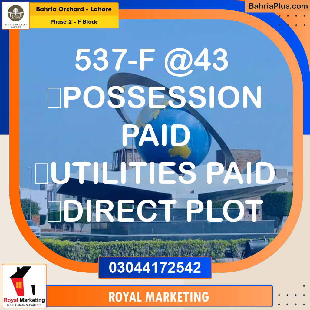 Residential Plot for Sale in Phase 2 - F Block -  Bahria Orchard, Lahore - (BP-168798)