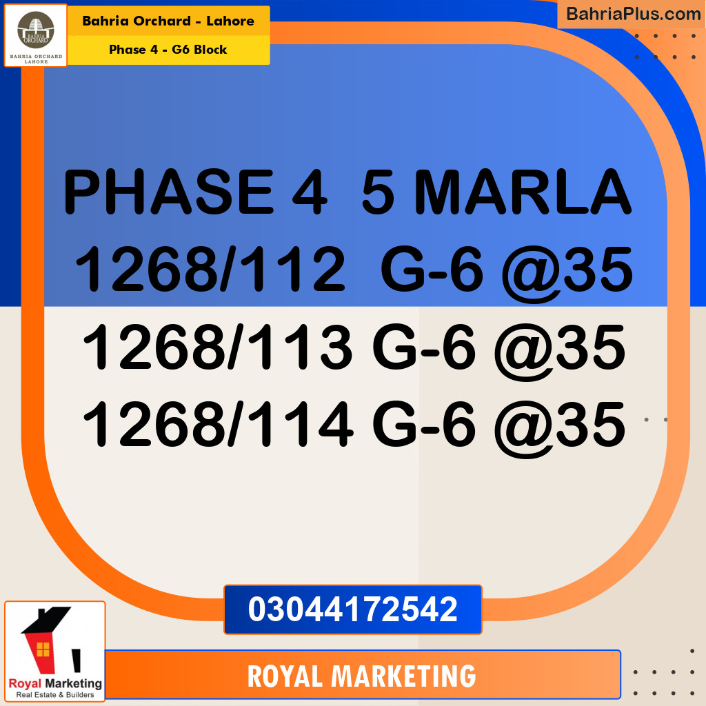 Residential Plot for Sale in Phase 4 - G6 Block -  Bahria Orchard, Lahore - (BP-168800)