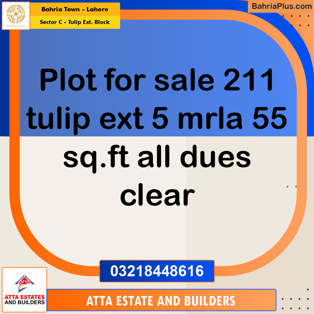 Residential Plot for Sale in Sector C - Tulip Ext. Block -  Bahria Town, Lahore - (BP-168846)