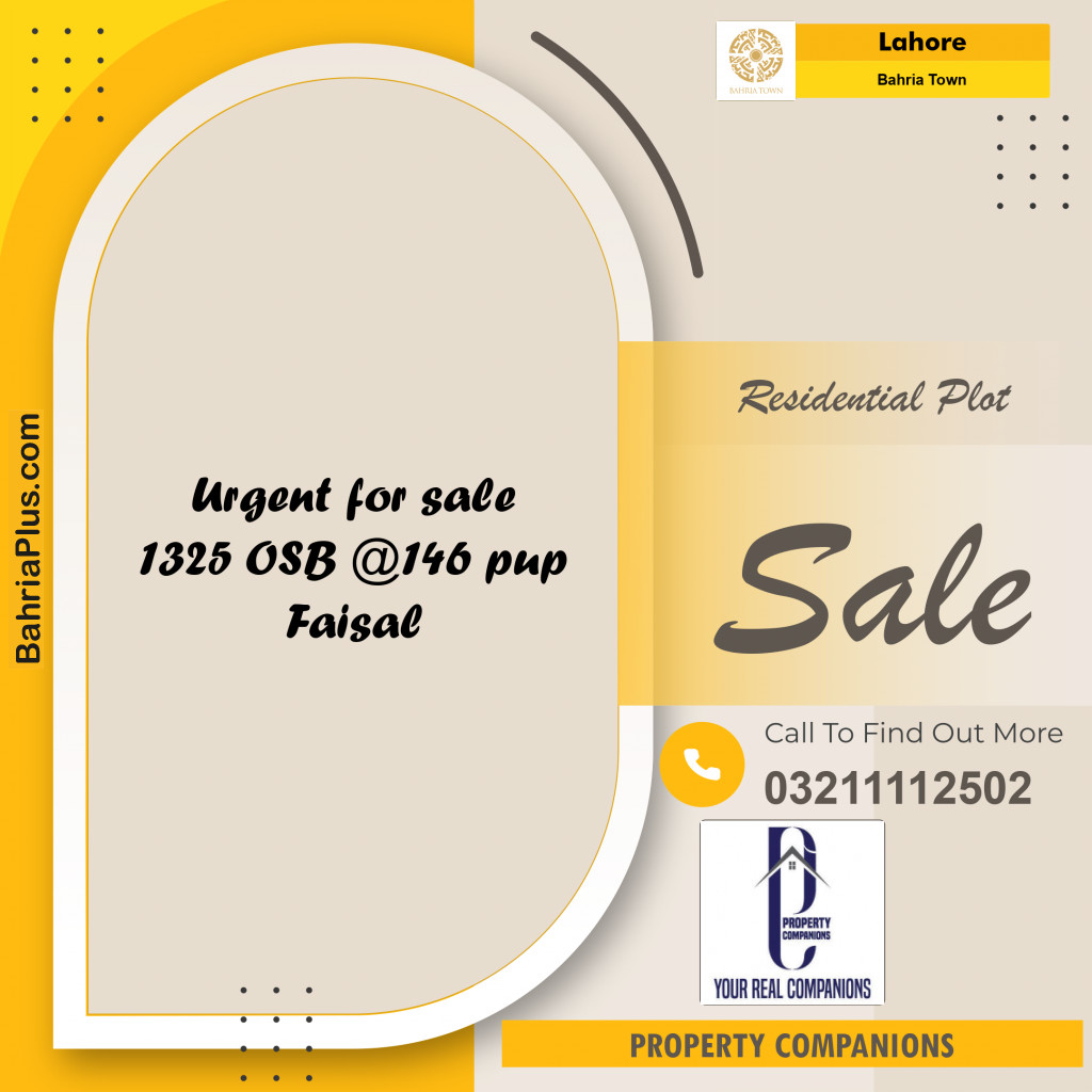 Residential Plot for Sale in Overseas B -  Bahria Town, Lahore - (BP-168855)