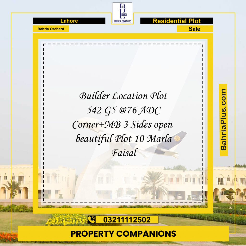 Residential Plot for Sale in Phase 4 - G5 Block -  Bahria Orchard, Lahore - (BP-168864)