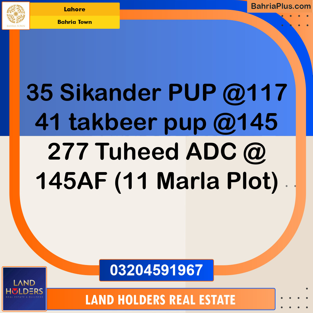 Residential Plot for Sale in Sector F - Sikander Block -  Bahria Town, Lahore - (BP-168948)