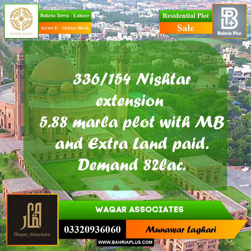 Residential Plot for Sale in Sector E - Nishtar Block -  Bahria Town, Lahore - (BP-168949)