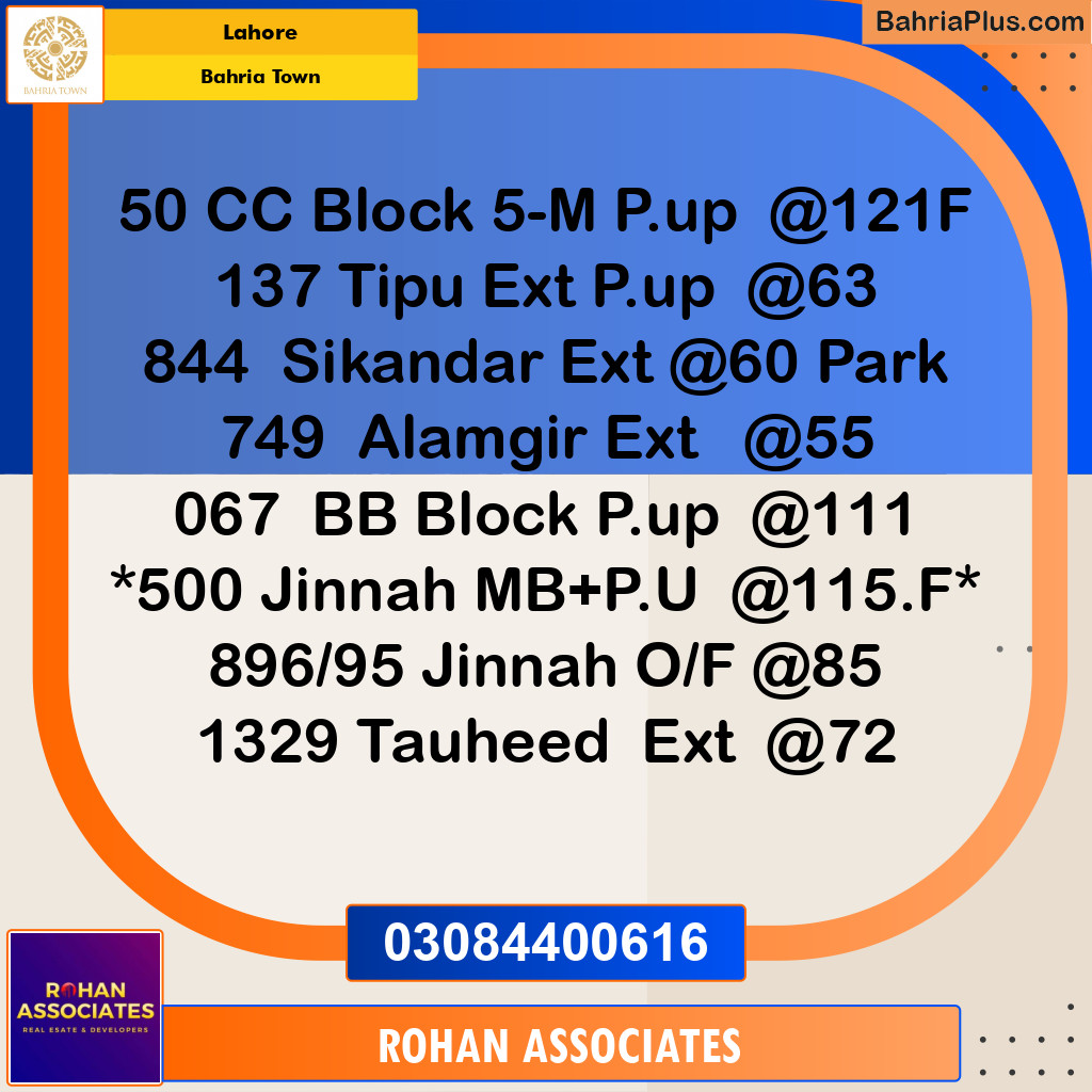 Residential Plot for Sale in Sector E - Jinnah Block - Bahria Town, Lahore - (BP-169017)