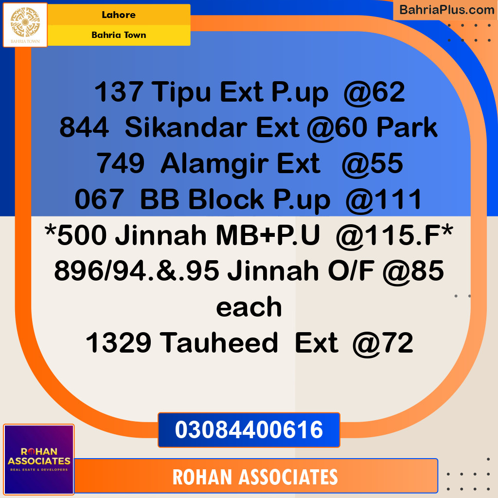 Residential Plot for Sale in Sector F - Tauheed Block -  Bahria Town, Lahore - (BP-169020)