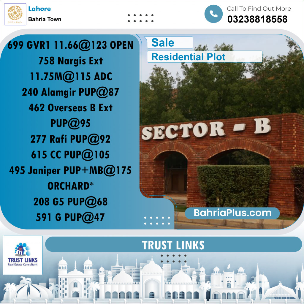 Residential Plot for Sale in Golf Phase 1 - Bahria Town, Lahore - (BP-169057)
