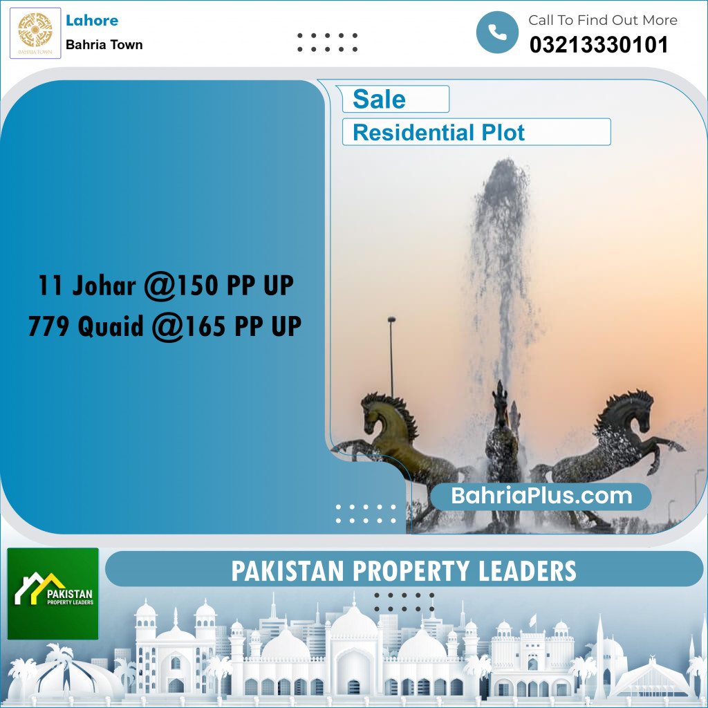 Residential Plot for Sale in Sector E - Johar Block -  Bahria Town, Lahore - (BP-169093)