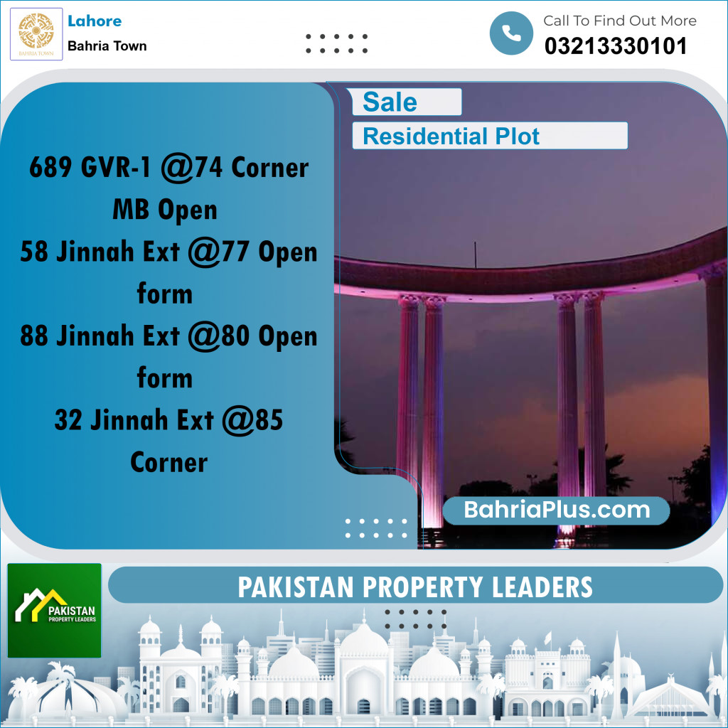 Residential Plot for Sale in Golf Phase 1 -  Bahria Town, Lahore - (BP-169095)