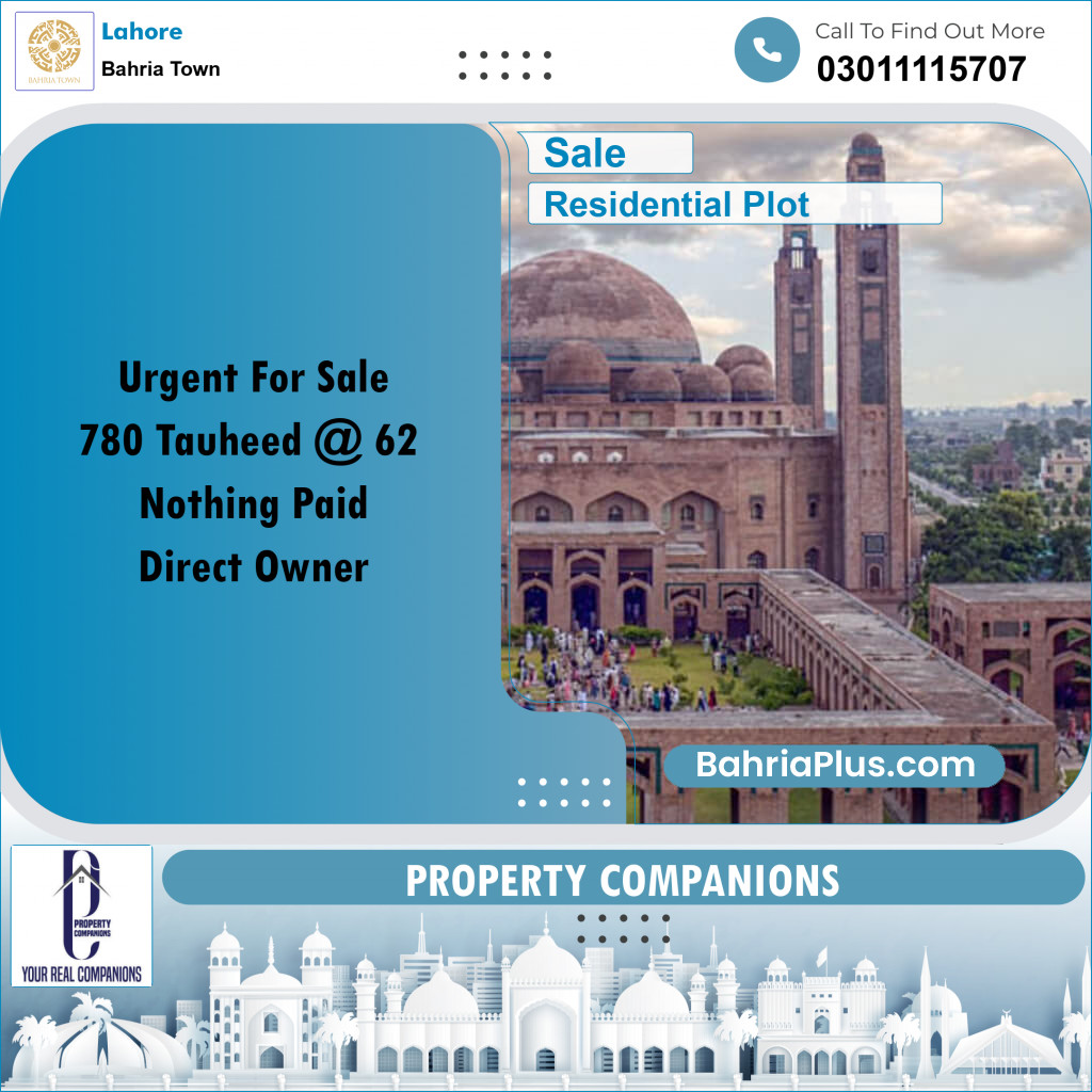 Residential Plot for Sale in Sector F - Tauheed Block - Bahria Town, Lahore - (BP-169109)