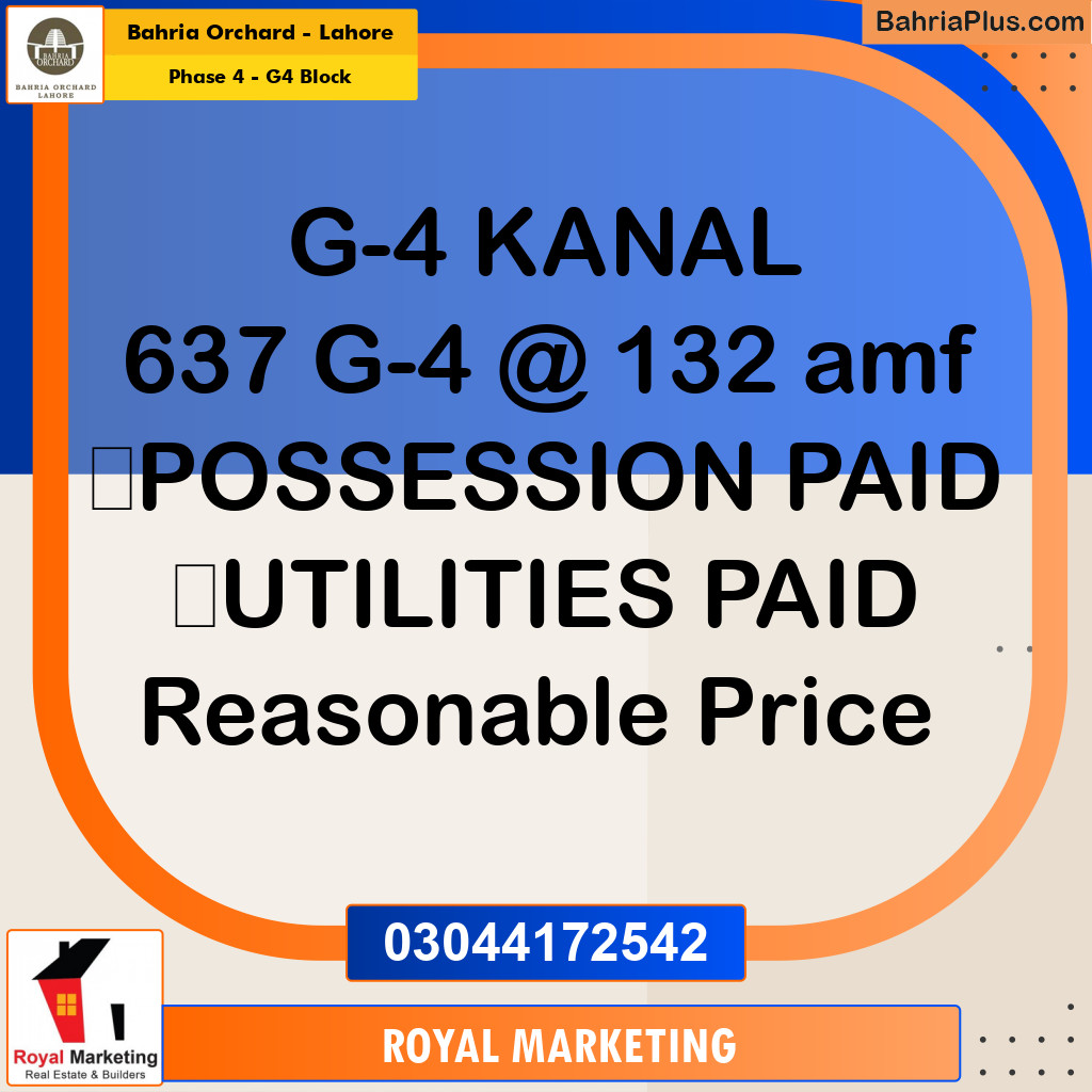 Residential Plot for Sale in Phase 4 - G4 Block -  Bahria Orchard, Lahore - (BP-169178)