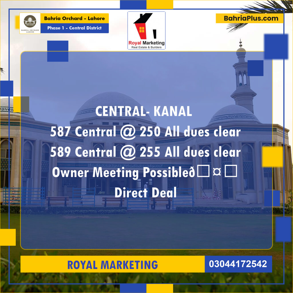 Residential Plot for Sale in Phase 1 - Central District -  Bahria Orchard, Lahore - (BP-169179)