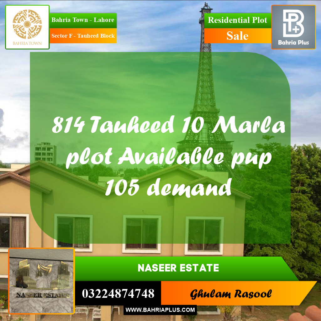 Residential Plot for Sale in Sector F - Tauheed Block - Bahria Town, Lahore - (BP-169191)