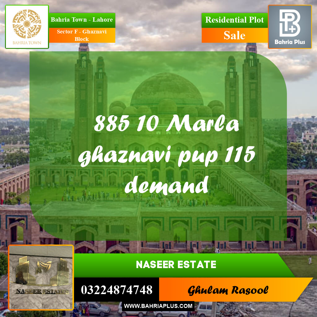 Residential Plot for Sale in Sector F - Ghaznavi Block -  Bahria Town, Lahore - (BP-169200)