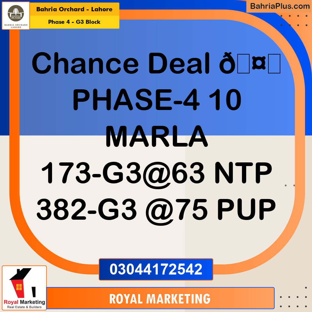 Residential Plot for Sale in Phase 4 - G3 Block -  Bahria Orchard, Lahore - (BP-169206)