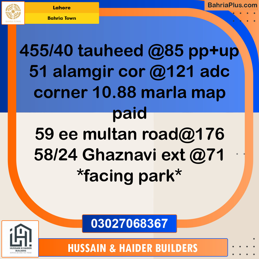 Residential Plot for Sale in Sector F - Tauheed Block - Bahria Town, Lahore - (BP-169217)