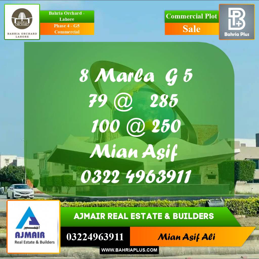 Commercial Plot for Sale in Phase 4 - G5 Commercial - Bahria Orchard, Lahore - (BP-169248)
