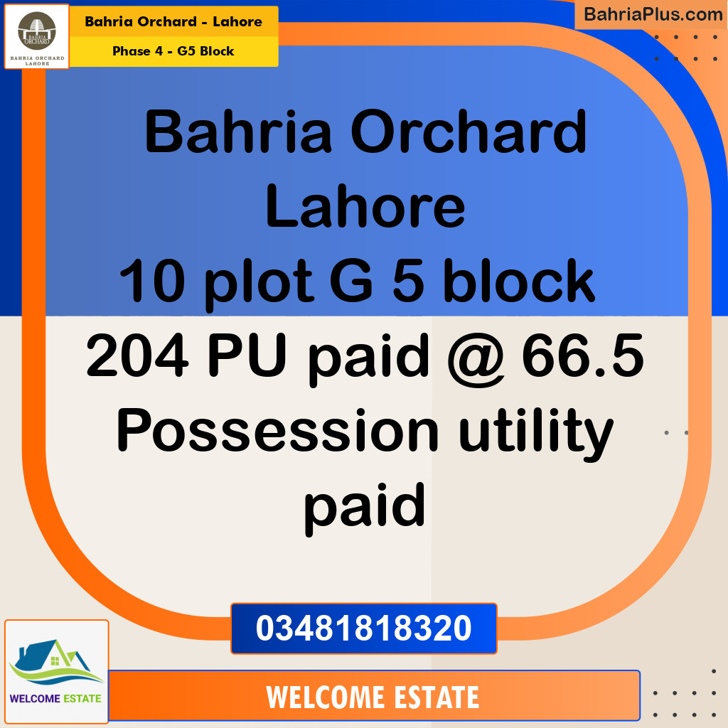 Residential Plot for Sale in Phase 4 - G5 Block -  Bahria Orchard, Lahore - (BP-169259)