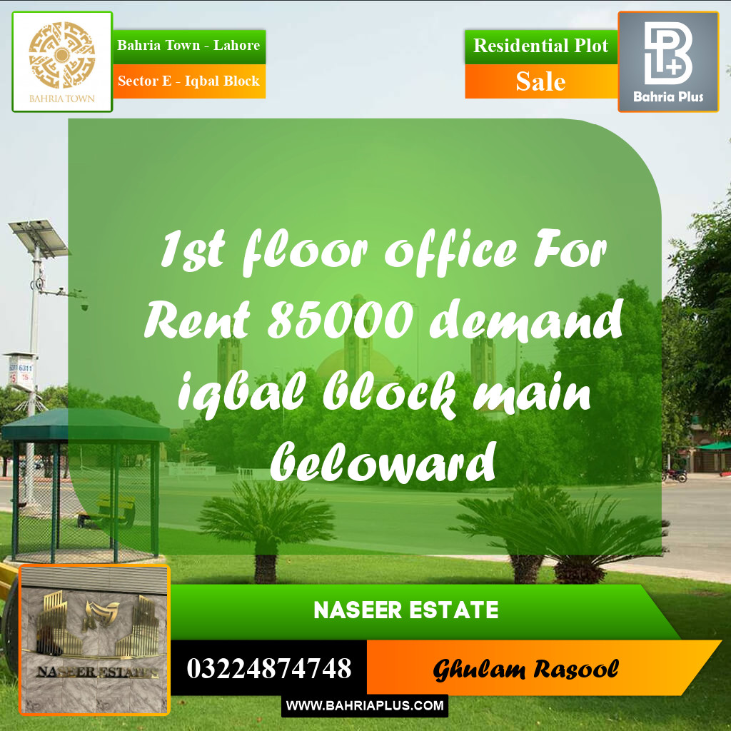Residential Plot for Sale in Sector E - Iqbal Block -  Bahria Town, Lahore - (BP-169267)