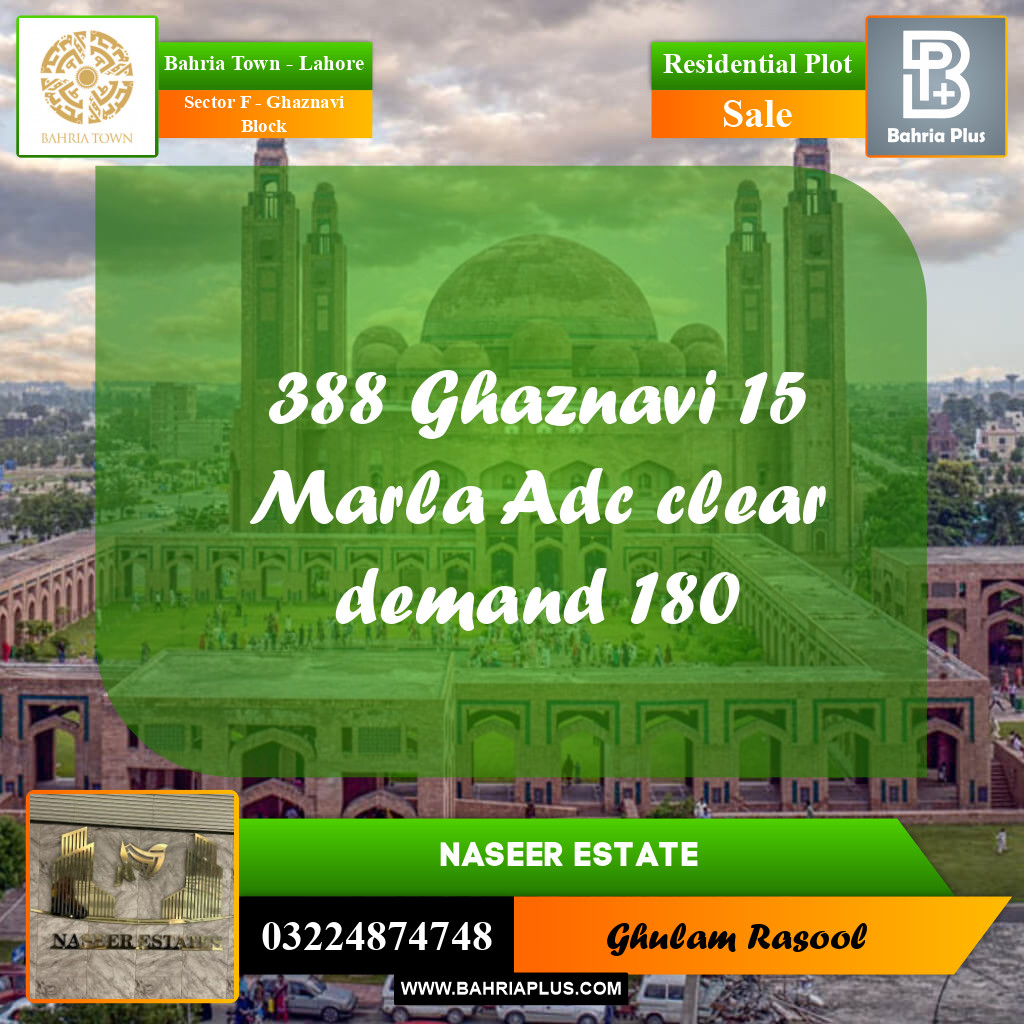 Residential Plot for Sale in Sector F - Ghaznavi Block -  Bahria Town, Lahore - (BP-169276)
