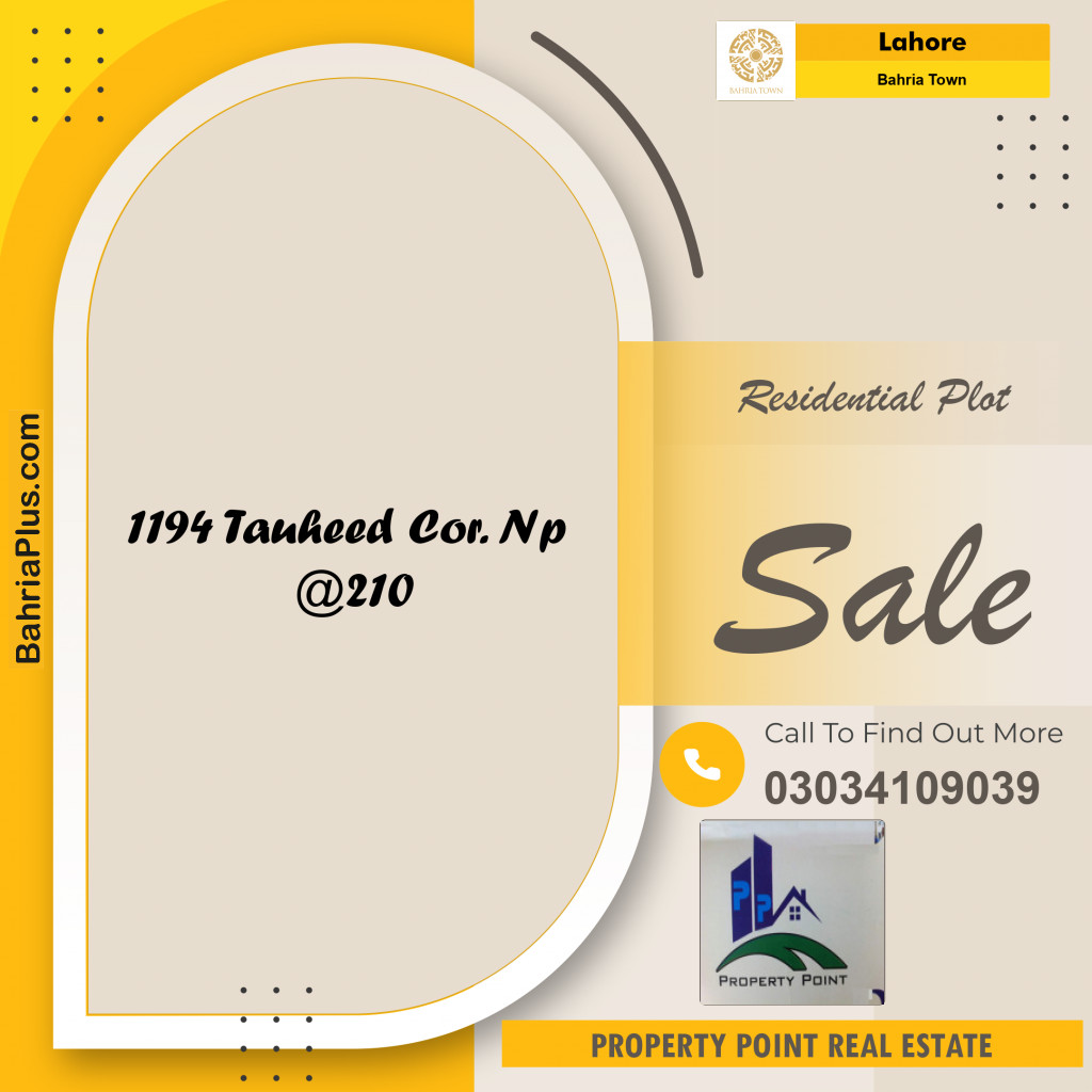 Residential Plot for Sale in Sector F - Tauheed Block -  Bahria Town, Lahore - (BP-169283)
