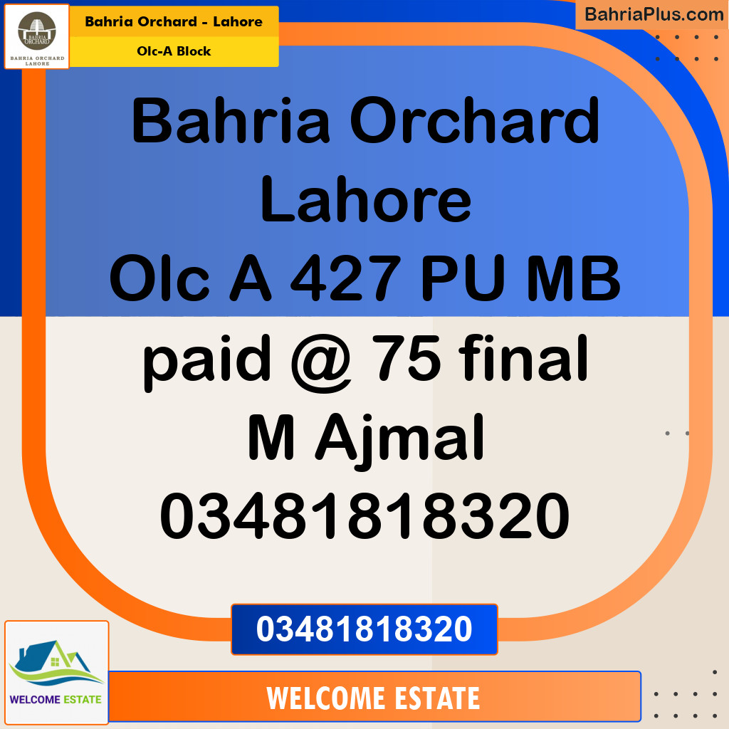 Residential Plot for Sale in OLC-A Block - Bahria Orchard, Lahore - (BP-169284)