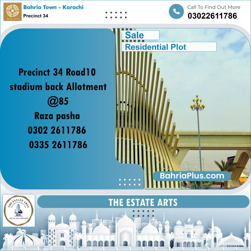 250 Sq. Yards Residential Plot for Sale in Precinct 34 -  Bahria Town, Karachi - (BP-169289)