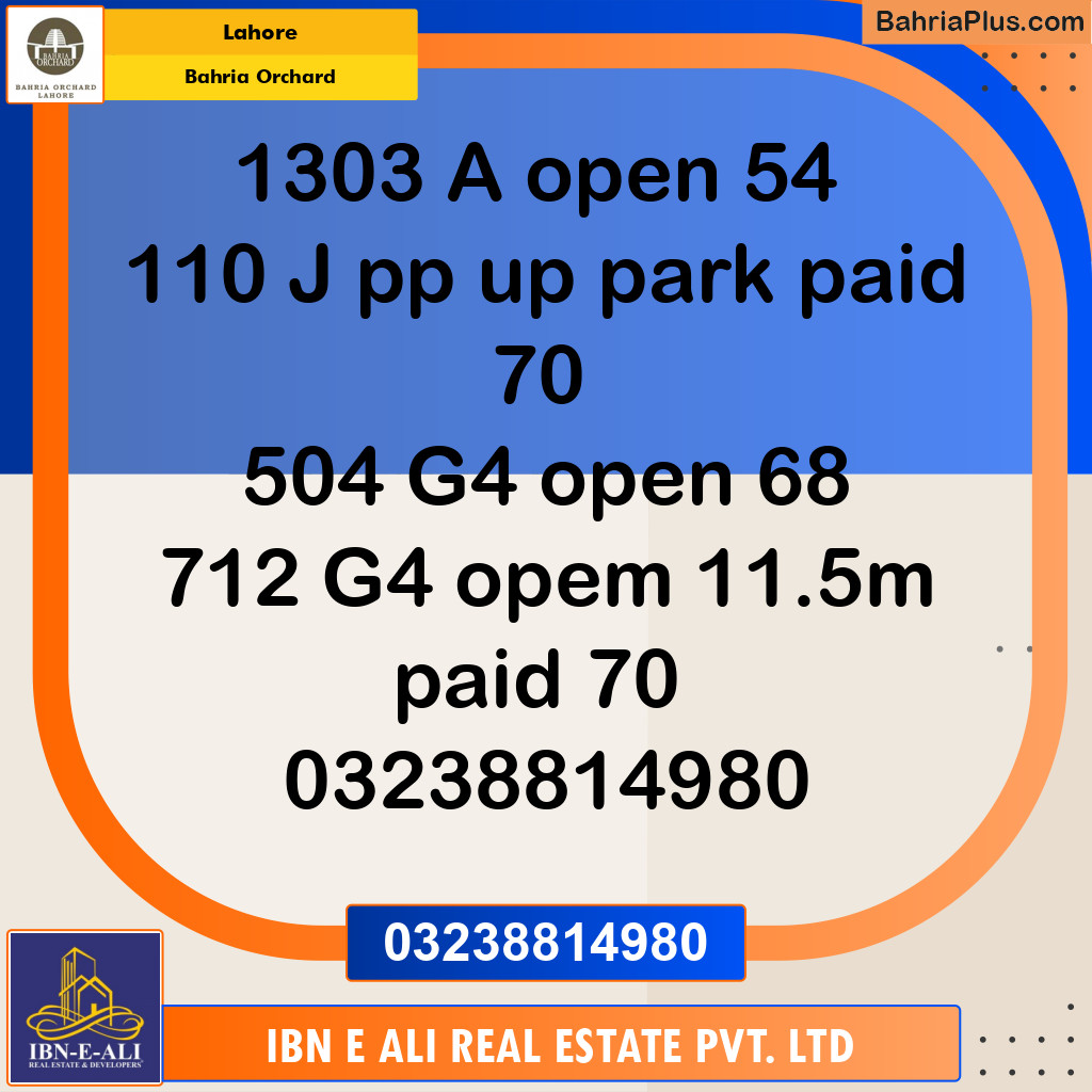 Residential Plot for Sale in Phase 2 - J Block -  Bahria Orchard, Lahore - (BP-169307)