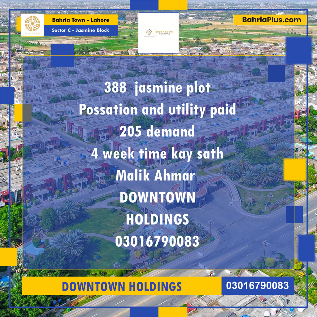 Residential Plot for Sale in Sector C - Jasmine Block -  Bahria Town, Lahore - (BP-169357)