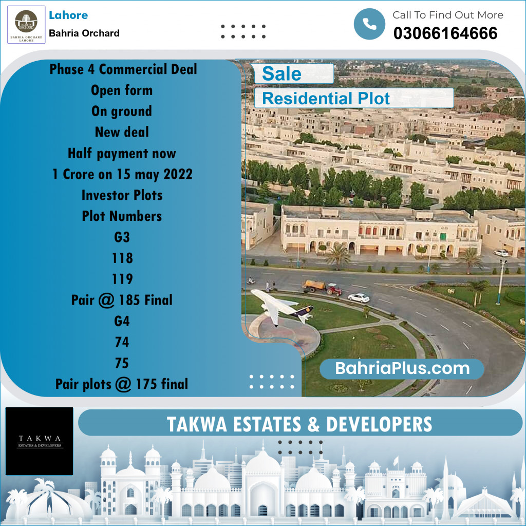 Residential Plot for Sale in Bahria Orchard, Lahore - (BP-169358)