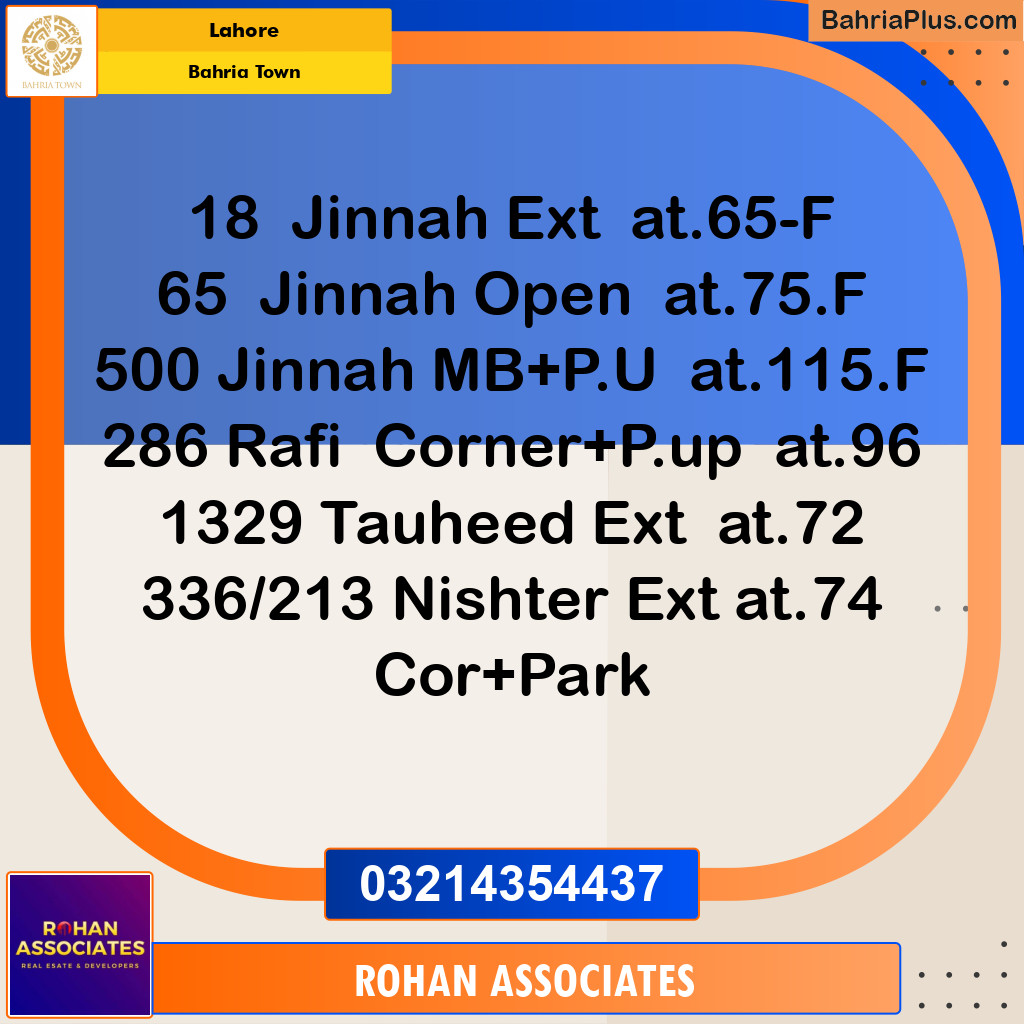 Residential Plot for Sale in Sector E - Jinnah Ext. Block -  Bahria Town, Lahore - (BP-169367)