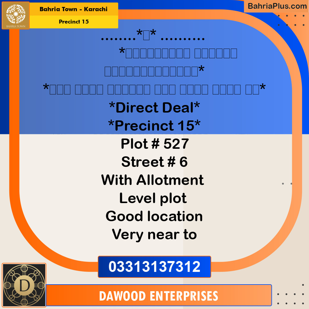 Residential Plot for Sale in Precinct 15 - Bahria Town, Karachi - (BP-169379)