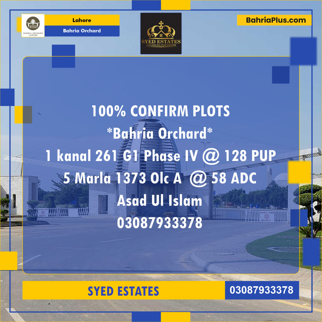Residential Plot for Sale in Phase 4 - G1 Block -  Bahria Orchard, Lahore - (BP-169398)