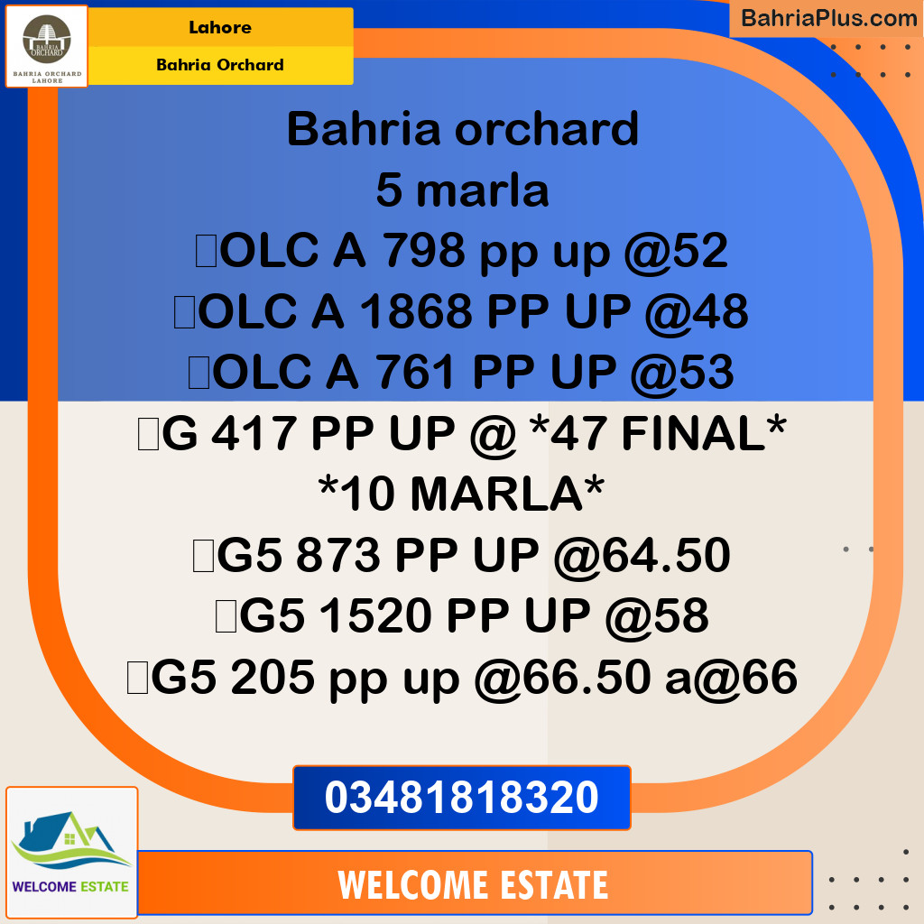 Residential Plot for Sale in OLC-A Block -  Bahria Orchard, Lahore - (BP-169399)