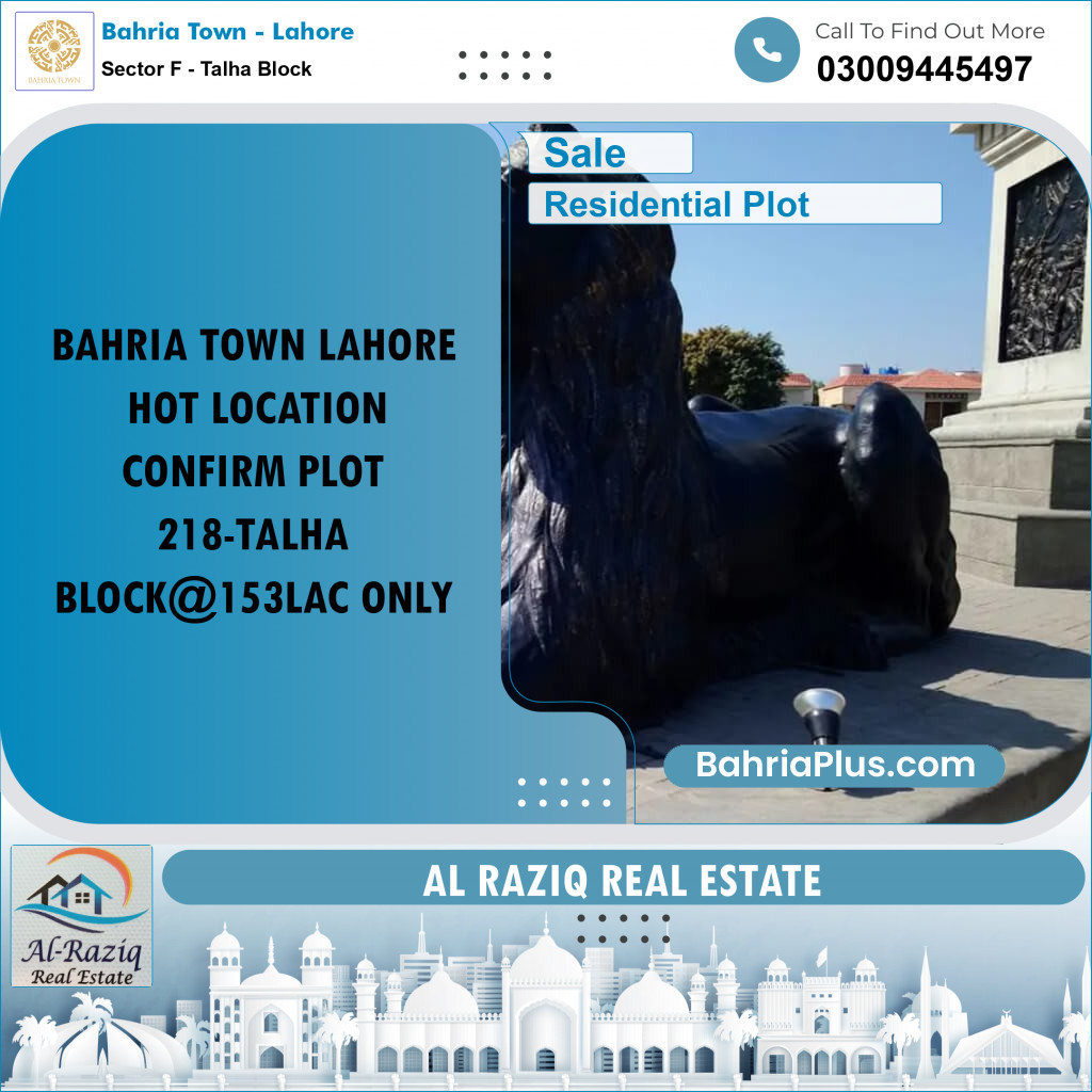 Residential Plot for Sale in Sector F - Talha Block - Bahria Town, Lahore - (BP-169476)