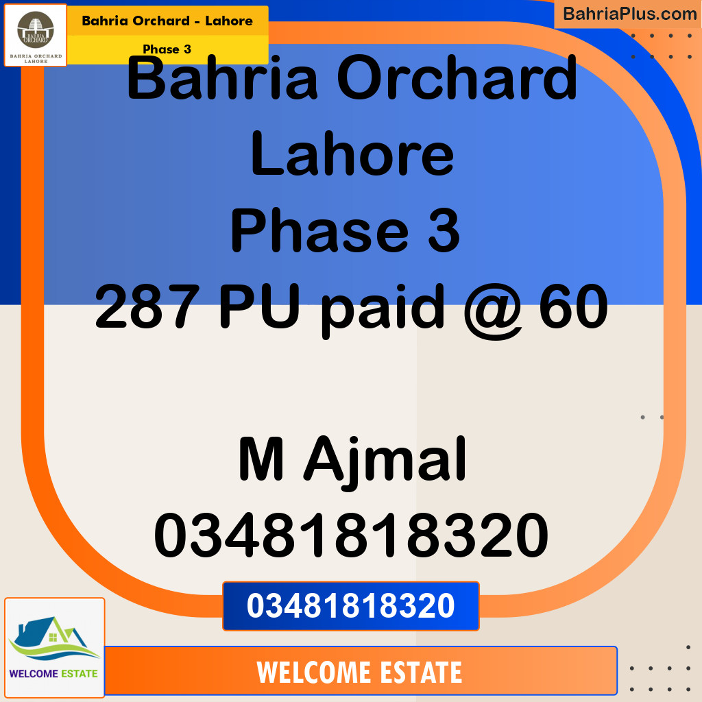 Residential Plot for Sale in Phase 3 -  Bahria Orchard, Lahore - (BP-169478)