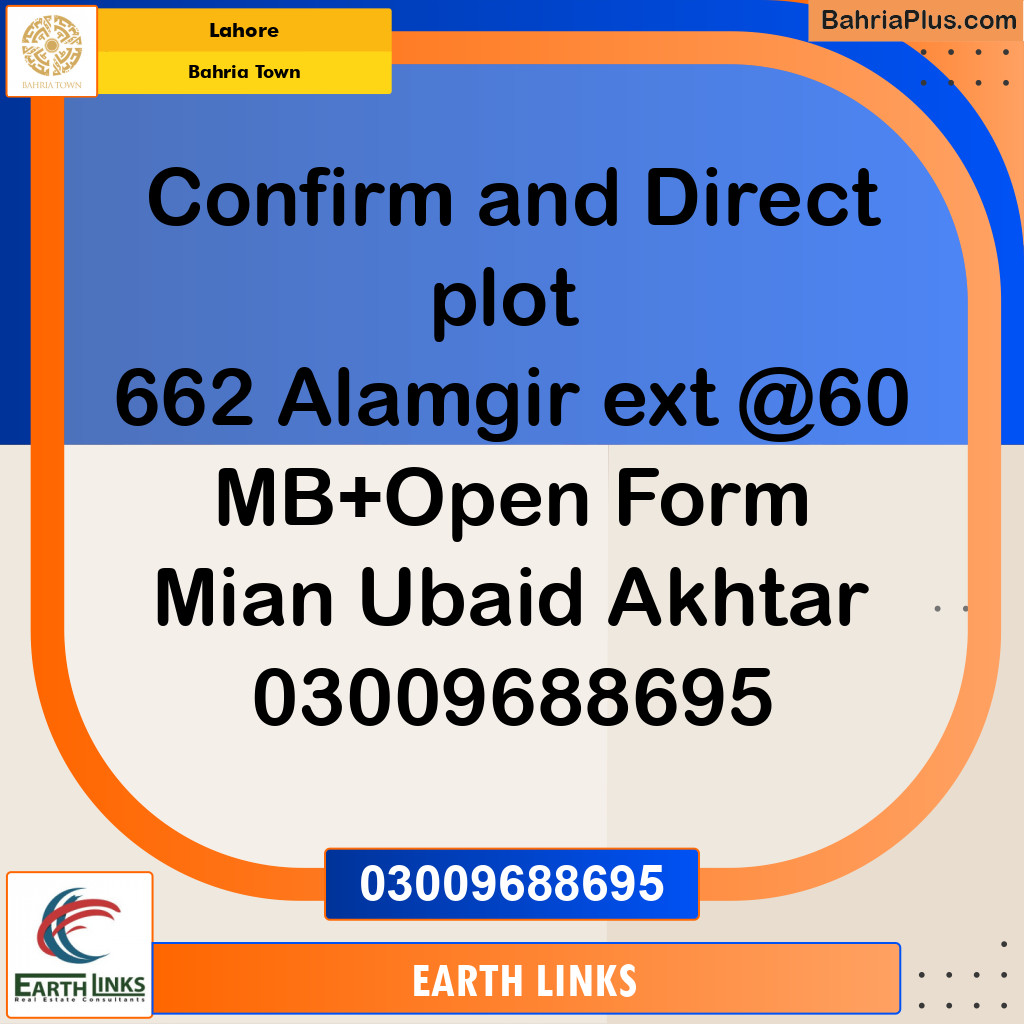 Residential Plot for Sale in Sector F - Alamgir Block -  Bahria Town, Lahore - (BP-169486)