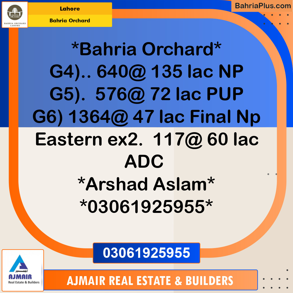 Residential Plot for Sale in Phase 4 - G4 Block -  Bahria Orchard, Lahore - (BP-169498)